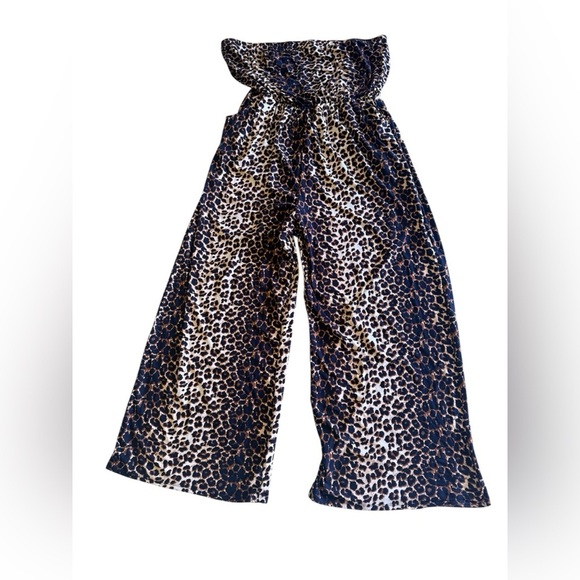 Plus Size Women’s sleeveless Leopard Print Jumpsuit size 3X pre-owned wide leg - Picture 2 of 16